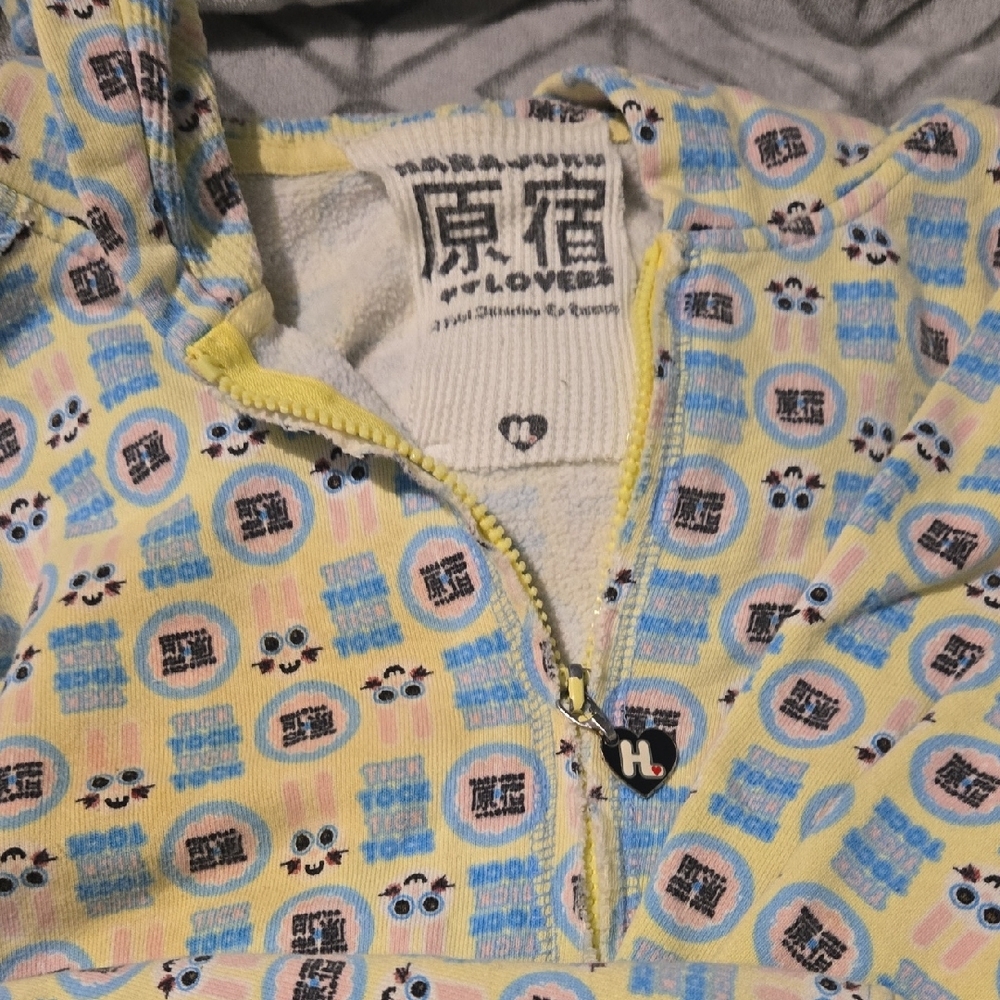 Harajuku Lovers Yellow and Blue Patterned Hoodie